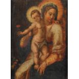 Reserve: 200 EUR        Maler des 18. Jh. wohl Spanien. "Madonna mit Kind", Christus auf ihrem