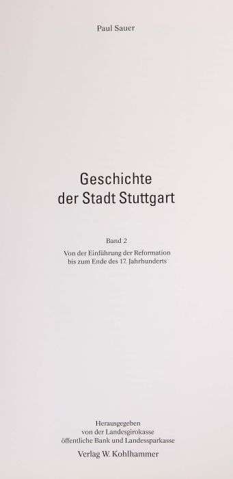 Reserve: 40 EUR        3 Bücher Stuttgart Stuttgart, Kohlhammer/Deutsche Verlagsanstalt, 1951-1993 - Image 2 of 4