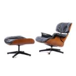 Reserve: 2500 EUR        Eames, Ray & Charles Lounge Chair mit Ottomane, Entwurf: 1956,