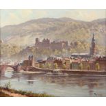 Reserve: 200 EUR        Thomas Süddeutscher Maler des 20. Jh.. "Heidelberg", Blick über den Neckar
