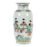 Balustervase China, 20. Jh., Porzellan, balusterförmige Vase mit polychromer Aufglasurbemalung, 7