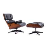 Reserve: 2000 EUR        Eames, Ray & Charles Lounge Chair mit Ottomane, Entwurf: 1956,