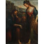 Reserve: 1500 EUR        Maler des 18. Jh. "Christus mit der Samariterin am Brunnen", der sitzende