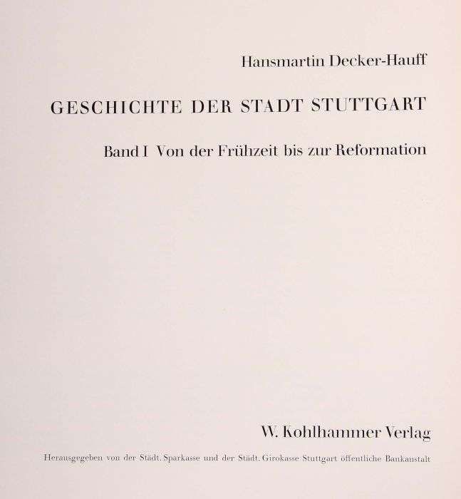 Reserve: 40 EUR        3 Bücher Stuttgart Stuttgart, Kohlhammer/Deutsche Verlagsanstalt, 1951-1993 - Image 3 of 4