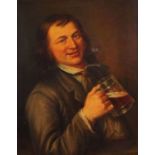 Reserve: 150 EUR        Maler des 19. Jh. "Junger Herr mit Bierglas", Halbportrait in