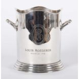 Reserve: 80 EUR        Champagnerkühler Louis Roederer, 20. Jh., runder getreppter Stand,