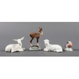 4 kleine Tierfiguren verschiedene Manufakturen, 20. Jh., Porzellan, tlw. polychrome