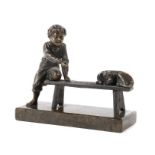 Reserve: 40 EUR        Schmidt-Felling, Julius Paul ? - 1938. "Junge mit Hund, auf Parkbank",