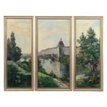 Reserve: 120 EUR        Dölker, Luise Unterheinriet 1884 - 1971 Stuttgart. Triptychon "Eßlingen",