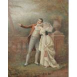 Reserve: 300 EUR        Houghton, F. J. Maler um 1900. "Junges Paar im Park", der Kavalier weist