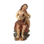 Reserve: 100 EUR        Italienischer Bildschnitzer des 18. Jh. "Heiliger Johannes mit Lamm und