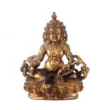 Reserve: 200 EUR        Jambhala Nepal, Mitte 20. Jh., Kupfer feuervergoldet, Figur des Jambhala (