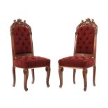 Reserve: 400 EUR        Paar Stühle im Barock-Stil Deutschland, Ende 19. Jh., Nussbaum, passig