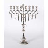 Reserve: 950 EUR        Chanukkha-Leuchter Fa. Hazorfim/Israel, ca. 1955/60, Silber 925, ca. 1815 g,