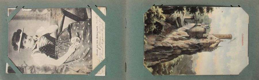 Reserve: 50 EUR        Postkartenalbum Anfang 20. Jh., Album mit ca. 66 Ansichts-, Gruß- und - Image 3 of 14