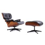 Reserve: 2500 EUR        Eames, Ray & Charles Lounge Chair mit Ottomane, Entwurf: 1956,