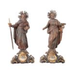 Reserve: 500 EUR        Bildschnitzer des 19. Jh. wohl Schweiz. Paar Heiligenfiguren: "St. Petrus"