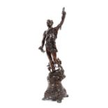 Bacchus 20. Jh., Zinnguss, brüniert, vollplastische Figur eines männlichen Halbaktes mit