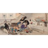 Gekko, Ogata 1859 - 1920. Triptychon "Der Chinesisch-japanische Krieg, die Eroberung Pyöng-yangs