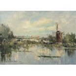 Reserve: 100 EUR        Delben, J. Maler des 20. Jh.. "Windmühle an einem Fluss- oder Meeresarm",