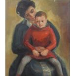 Reserve: 150 EUR        Schöfer, Max 1895 - 1966. "Doppelportrait" einer Mutter mit Kind, die Dame