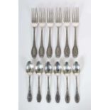 Reserve: 120 EUR        Besteckteile Heinrich Mau, Dresden, um 1900, Silber 800, ca. 460 g, best.