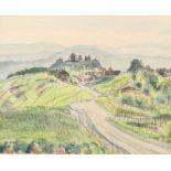 Maler der 1. Hälfte des 20. Jh. "Blick auf Dorf und Kapelle Rotenberg", vom Stettener Weg aus,