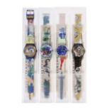 Reserve: 40 EUR        4 Swatch-Uhren 1992, Modelle: Backstage, Baiser D'antan, Photoshooting,