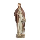 Reserve: 500 EUR        Heilige Ursula um 1910/20, Holz, polychrom gefasst, vollplastische Figur der
