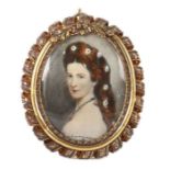 Reserve: 30 EUR        Miniatur "Sisi" mit Rahmen 20. Jh., Portrait der Elisabeth von Österreich-