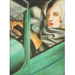 Reserve: 180 EUR        Lempicka, Tamara de, nach 1898 - 1980. "Rennfahrerin in grünem Automobil",