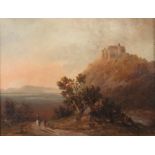Reserve: 200 EUR        Maler des 19. Jh. "Greifenstein an der Donau", bergige Landschaft mit