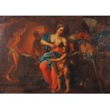 Reserve: 400 EUR        Maler des 18. Jh. "Venus und Amor in der Schmiede des Vulkan", von Fackeln