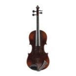 Violine/Geige mit Bogen wohl Ungarn, auf Etikette bez.: "Baselköllner, Friedrich Banerius