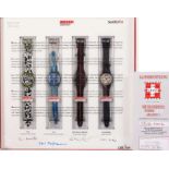 Reserve: 100 EUR        4 Swatch-Armbanduhren 700 Jahre Schweiz Nr. 286/700, 1991, anlässlich der