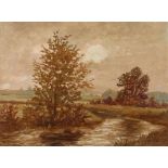 Reserve: 60 EUR        Hesselschwerdt Landschaftsmaler des 20. Jh.. "Herbstliche Flusslandschaft",