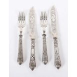 Reserve: 60 EUR        2 Fischbestecke Henry Wilkinson & Co, Sheffield, 1865/1890, Sterlingsilber,