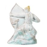 Reserve: 120 EUR        Keramikrelief "Göttin Diana" 2. Drittel 20. Jh., wohl Karlsruhe, roter