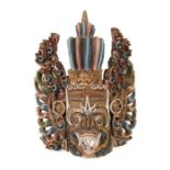 Reserve: 100 EUR        Barong Naga Maske Bali, Holz geschnitzt und gesteckt, polychrom staffiert,