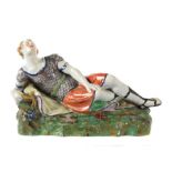 Reserve: 150 EUR        Ruhender Krieger wohl Italien, Ende 19. Jh., beiger Scherben, polychrome