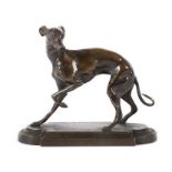 Reserve: 500 EUR        Bildhauer des 19. Jh. wohl französisch. "Wippet", Bronze, dunkel