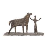 Reserve: 150 EUR        Bildhauer des 20. Jh. "Rossebändiger", Bronze, vollplastische Ausführung,