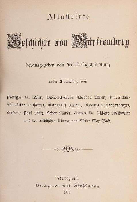 Reserve: 40 EUR        Illustrirte Geschichte von Württemberg Stuttgart, Hänselmann, 1886, 787 S., - Image 3 of 4