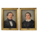 Reserve: 300 EUR        Maler des 19. Jh. Paar Portraits: "L. Karl B. Gönner (1801-1887)" und "