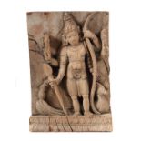 Ratham-Relief 18./19. Jh., Indien, Holz, Reliefstück eines Tempelwagens mit fein geschnitzter