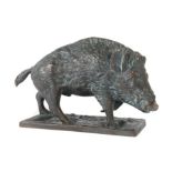 Künstler des 20. Jh. "Schreitendes Wildschwein", Bronze, patiniert, vollplastische,