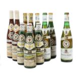 Konvolut badischer Wein 1981-88, 11 Flaschen: 3x Durbacher Plauelrain, Clevener (Traminer) Eiswein-