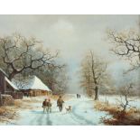 Zamt, G. Maler des 20. Jh.. Winterlandschaft mit Wanderern und Jäger, unten links sign., Öl/