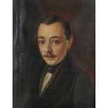 Maler des 19. Jh. "Bildnis eines jungen Herrn in Biedermeiergewand", leicht ins Profil gedrehtes