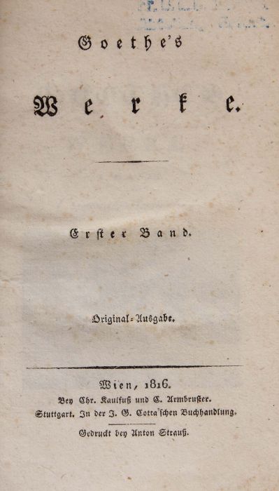 Goethe, Johann Wolfang von Goethes Werke, 24 von 26 Bänden, je mit Titelkupfer und gestochenem Titel - Bild 3 aus 4